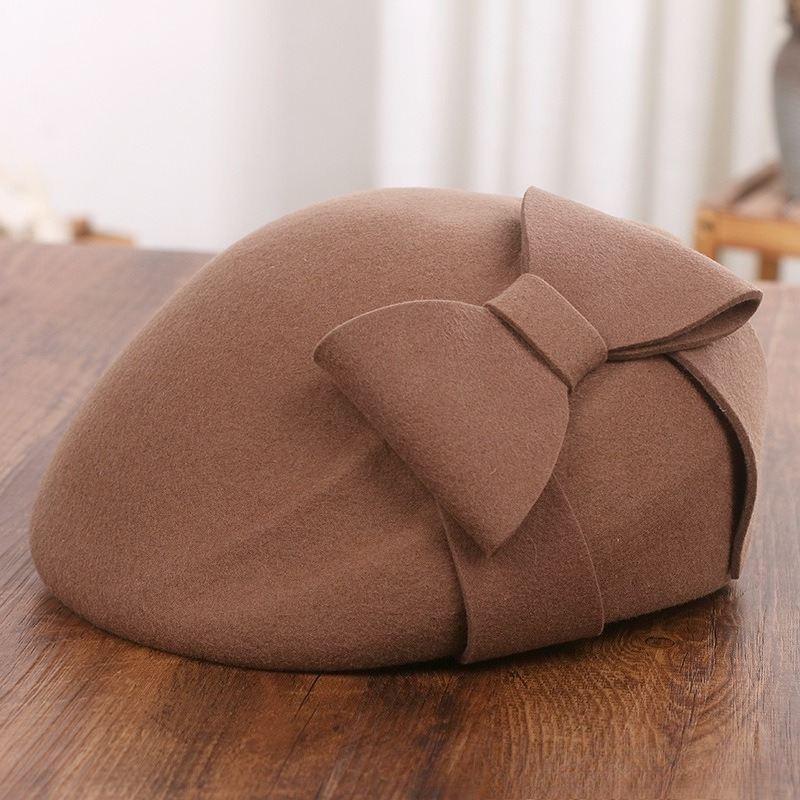 French Elegant Mesh-Bow Wool B - Beret French Wool 评论和价格