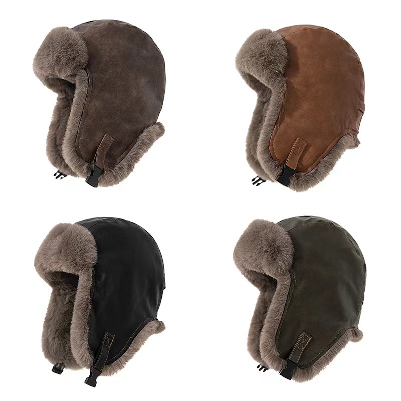 1pcs Men's Winter Retro leathe - Winter Trapper Hat 评论和价格