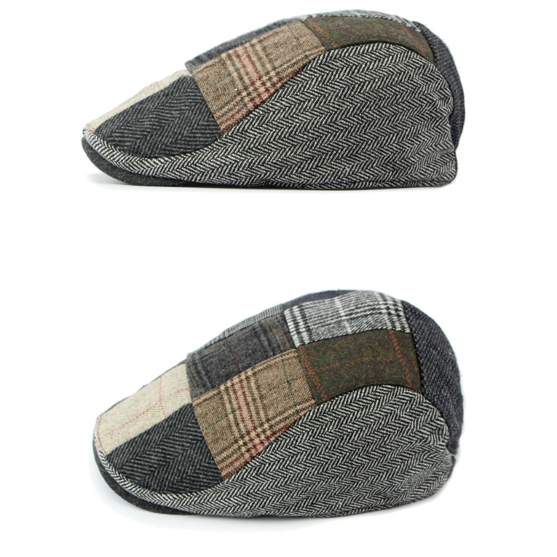 1pc Men Patchwork Tweed Flat C - Newsboy Cap Ivy 评论和价格