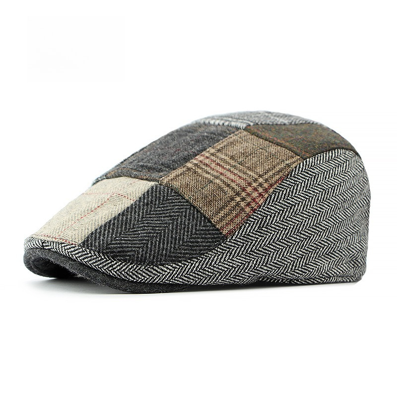 1pc Men Patchwork Tweed Flat C - Newsboy Cap Ivy 评论和价格
