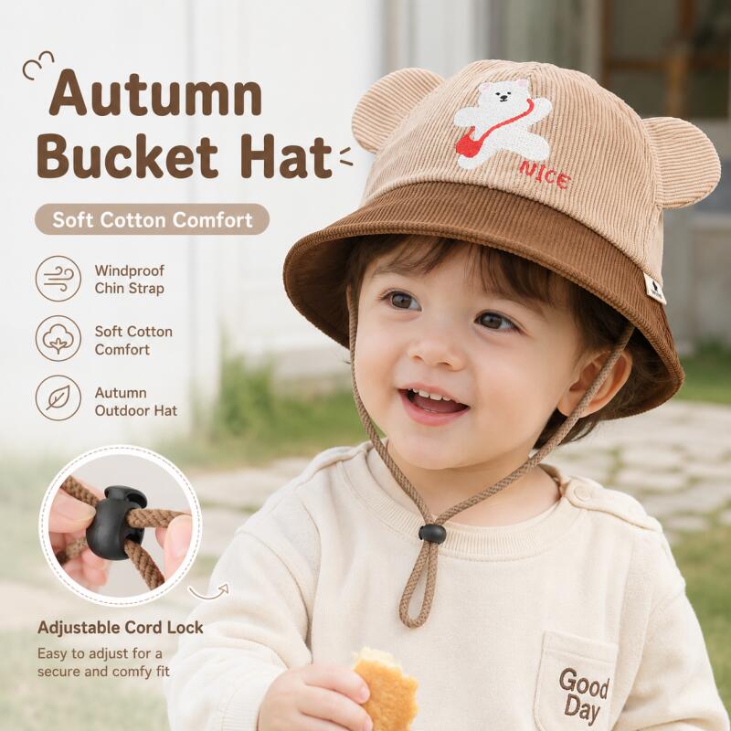 Kids Bear Ear Bucket Hat Soft  - Bucket Hat Cotton 评论和价格
