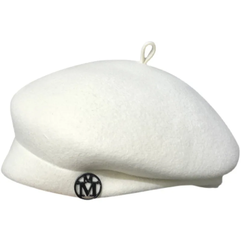 White Wool Beret for Women - C - Beret French Wool 评论和价格